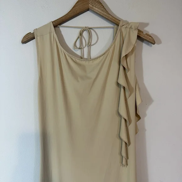 LIONESS Opulence Mini Dress Open Back Side Ruffle Draping Champagne Beige XL - Picture 6 of 10